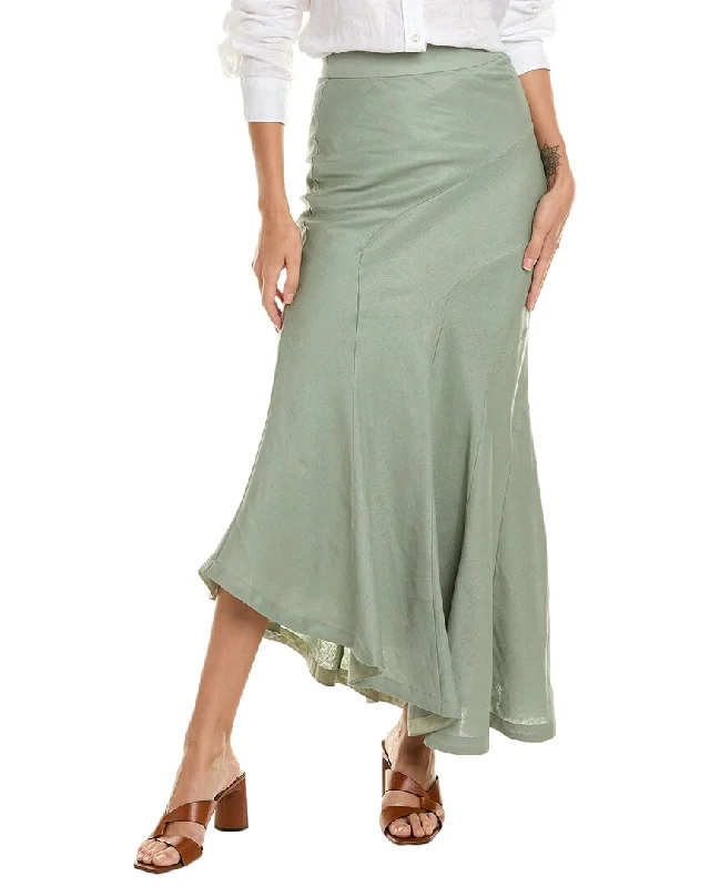 Nicholas Aveline Bias Seamed Linen Midi Skirt