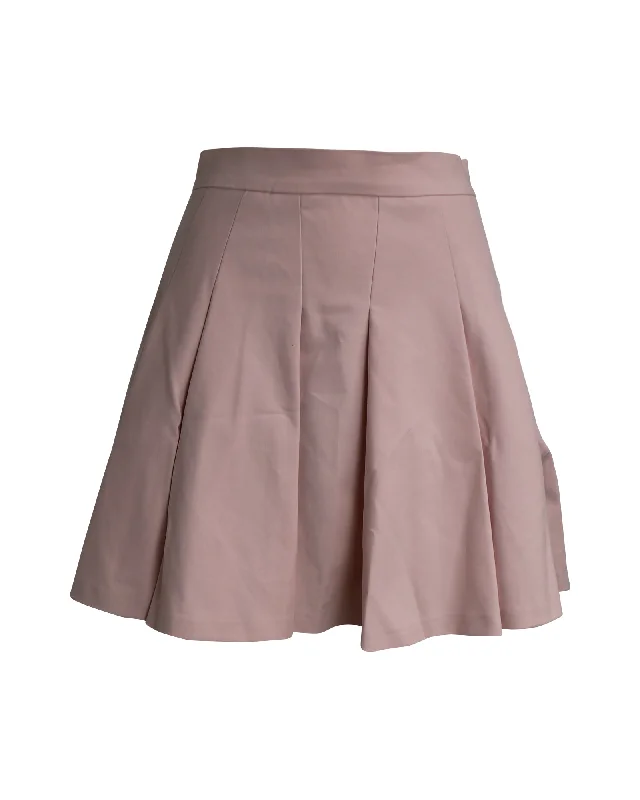 Red Valentino Pleated Mini Skirt in Pastel Pink Cotton