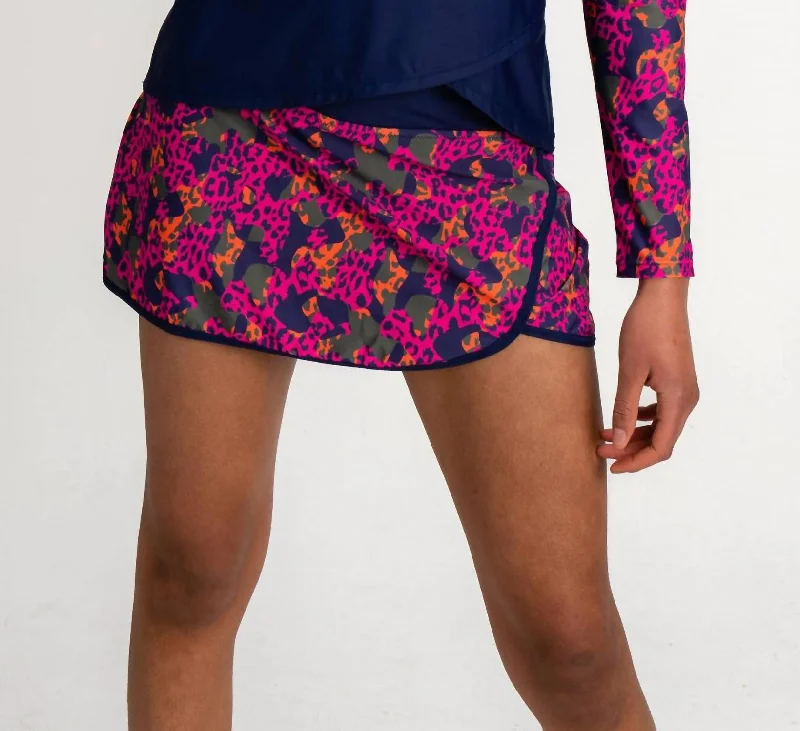 Splash Swim Skort In Wild Leopard