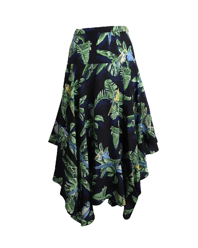 Stella McCartney Birds of Paradise Printed Skirt in Black Silk