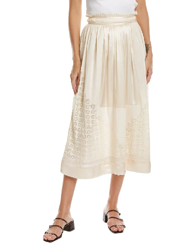 Ulla Johnson Pleated Silk & Linen-Blend Skirt