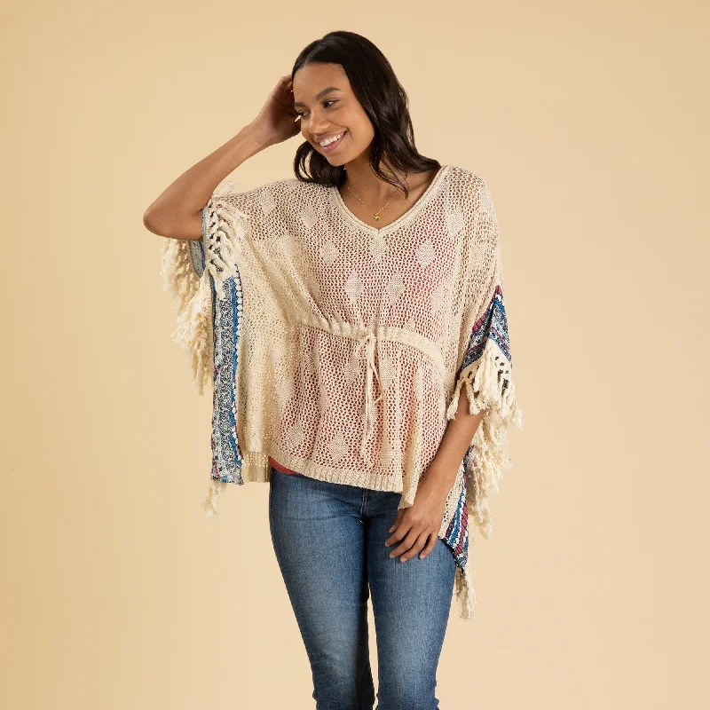 Open Weave Crochet Top with Fringe