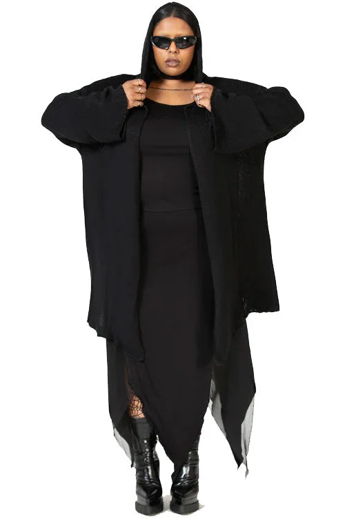 Killstar Kihilist Forgetful Wishing Hooded Knit Cardigan Drapey and Flowing