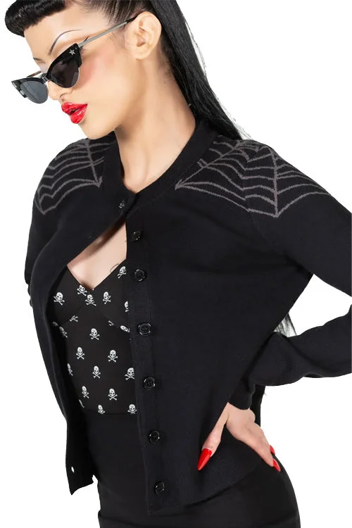 Killstar Web With It Cardigan Gothabilly Spiderweb Detail Knitted