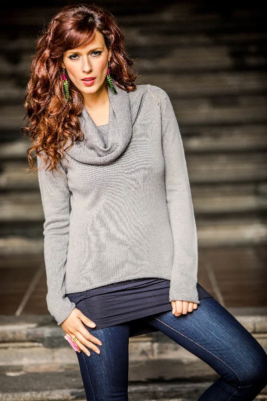 Misty Warmth Cotton and Alpaca Wool Blend Pullover Sweater