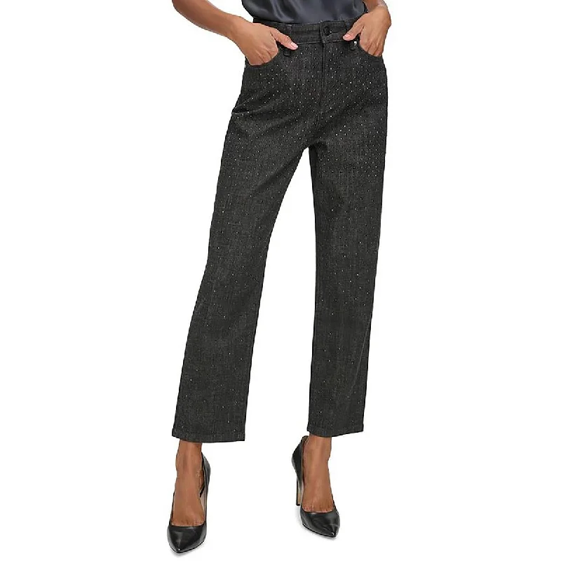 Cannes Womens High-Rise Straight Leg Cropped Jeans