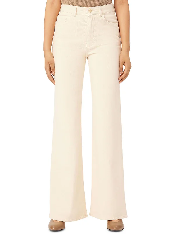 Hepburn Womens Textured Corduroy Wide Leg Jeans