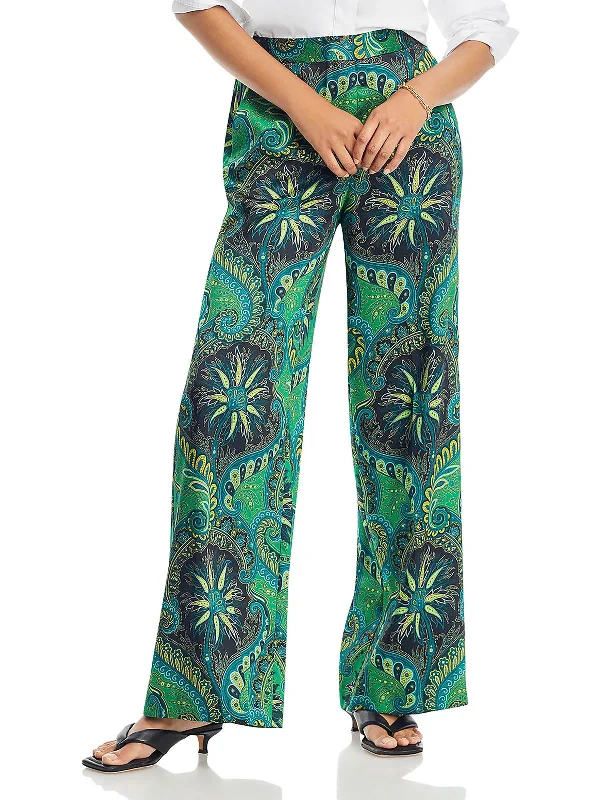 Jade Womens Paisley High Rise Wide Leg Pants