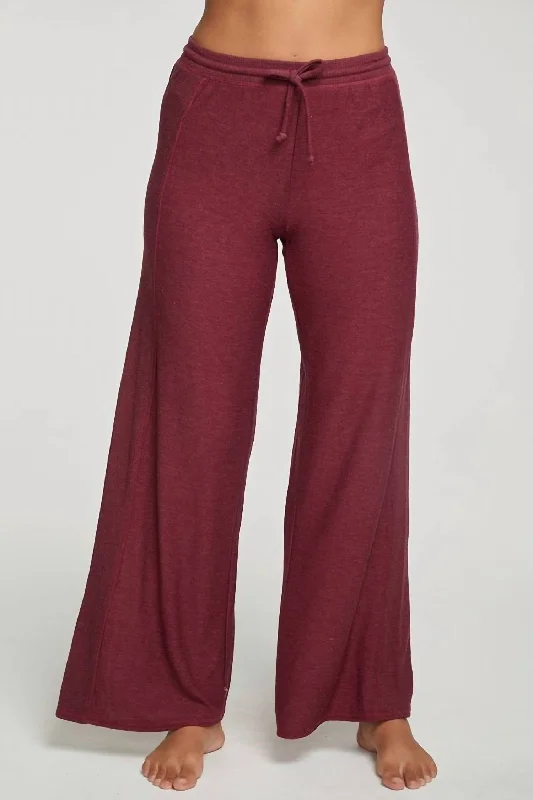 Rpet Cozy Knit Wide Leg Rib Panel Pants In Jingle