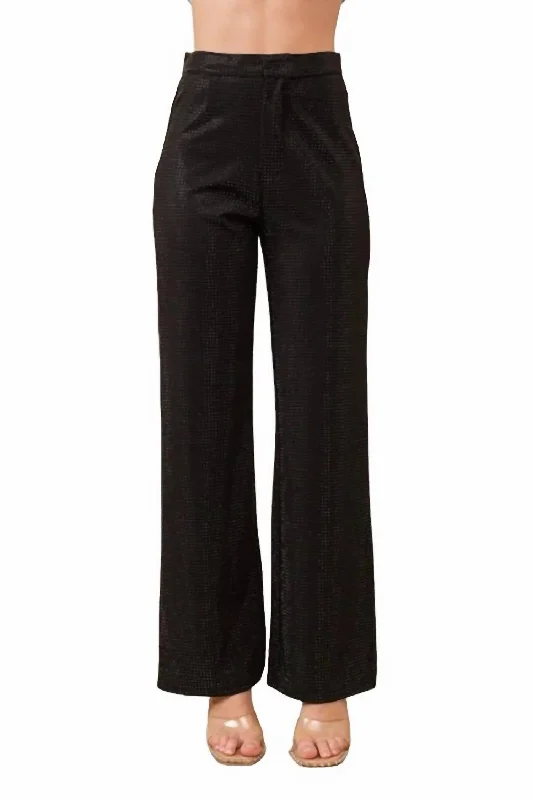 Stone Embellishments Long Pants In Black