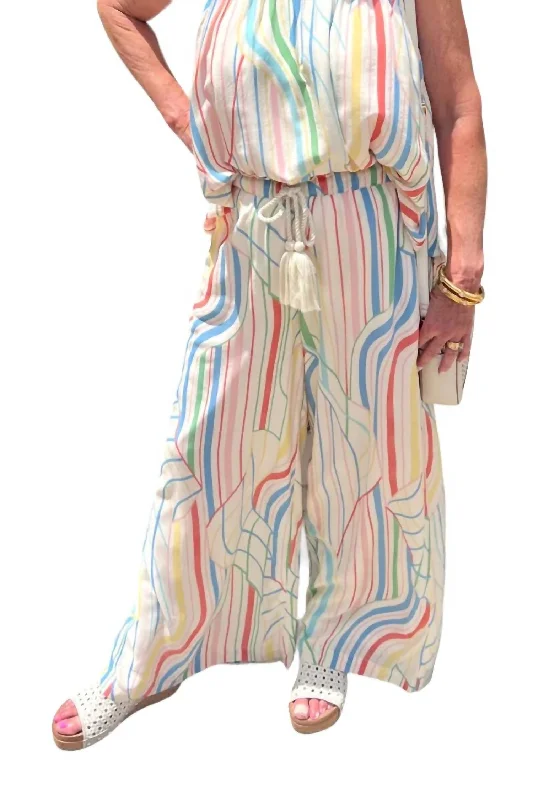 Wide Leg Flowy Pants In Multi Santa Barbara Print