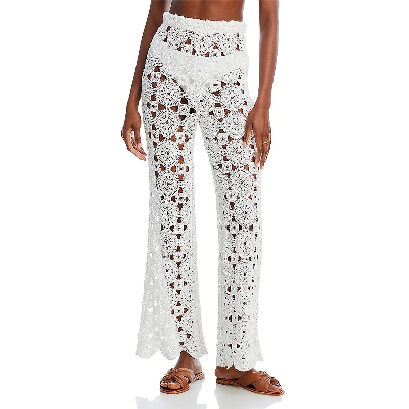 Womens Crochet High Waisted High-Waisted Pants