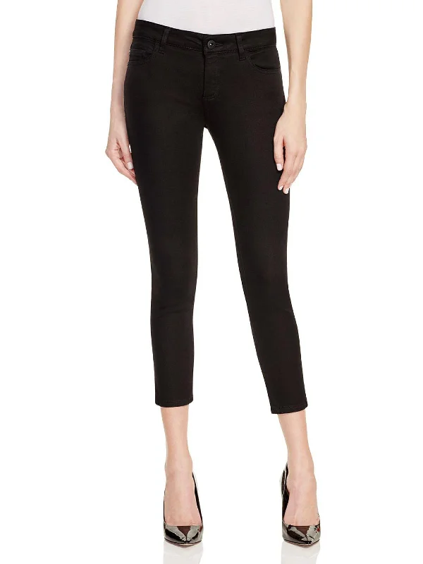 Womens Cropped Mid Rise Skinny Jeans