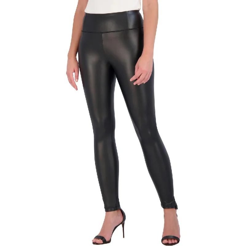 Womens Faux Leather Pull on Leggings