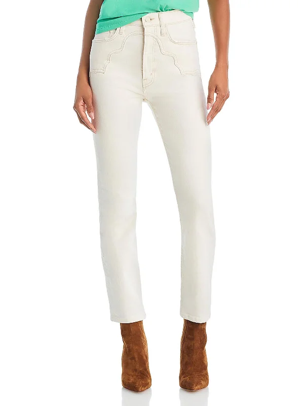 Womens High Rise Denim Ankle Jeans