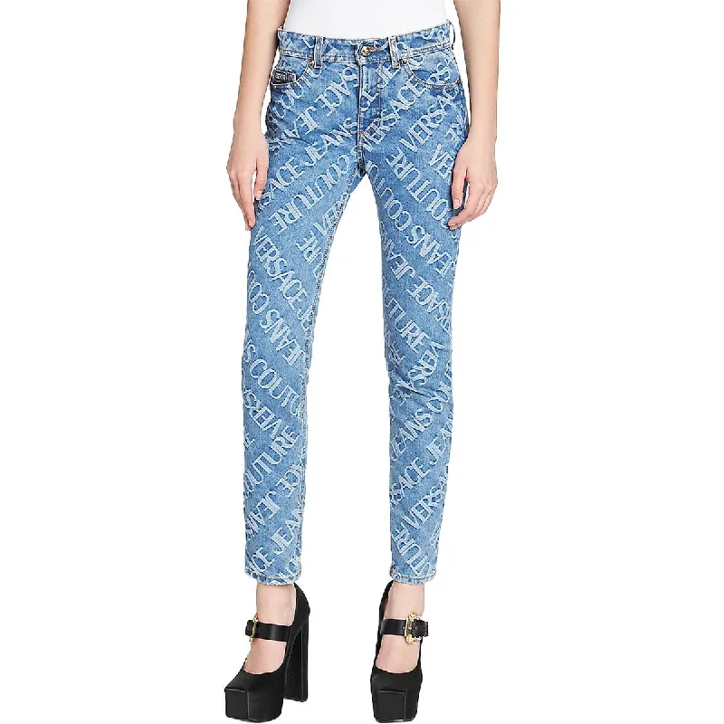 Womens Mid  Rise Monogram High-Waisted Jeans