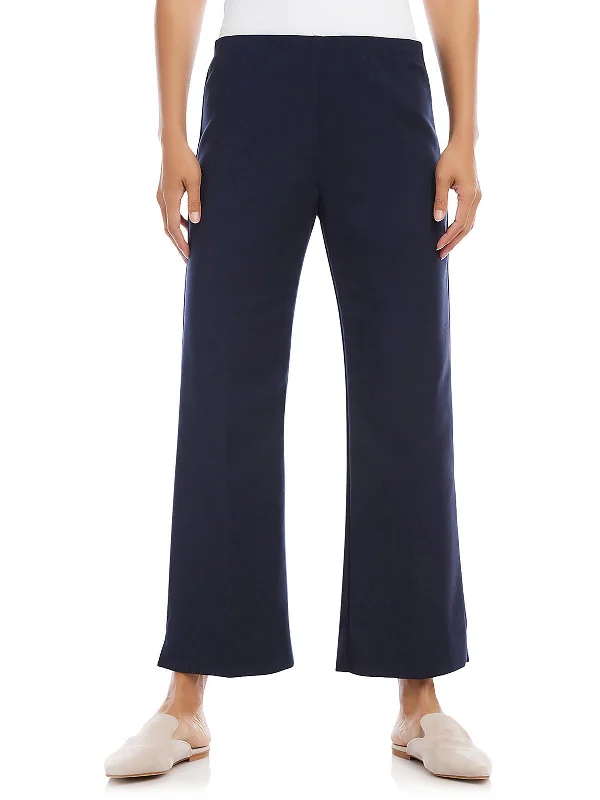 Womens Solid Side Zip Cropped Pants