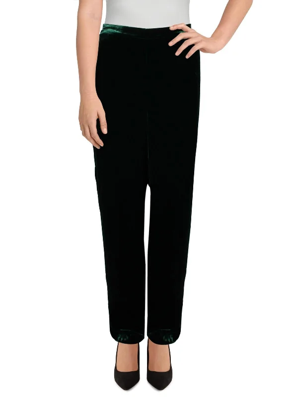 Womens Velvet High Rise Straight Leg Pants