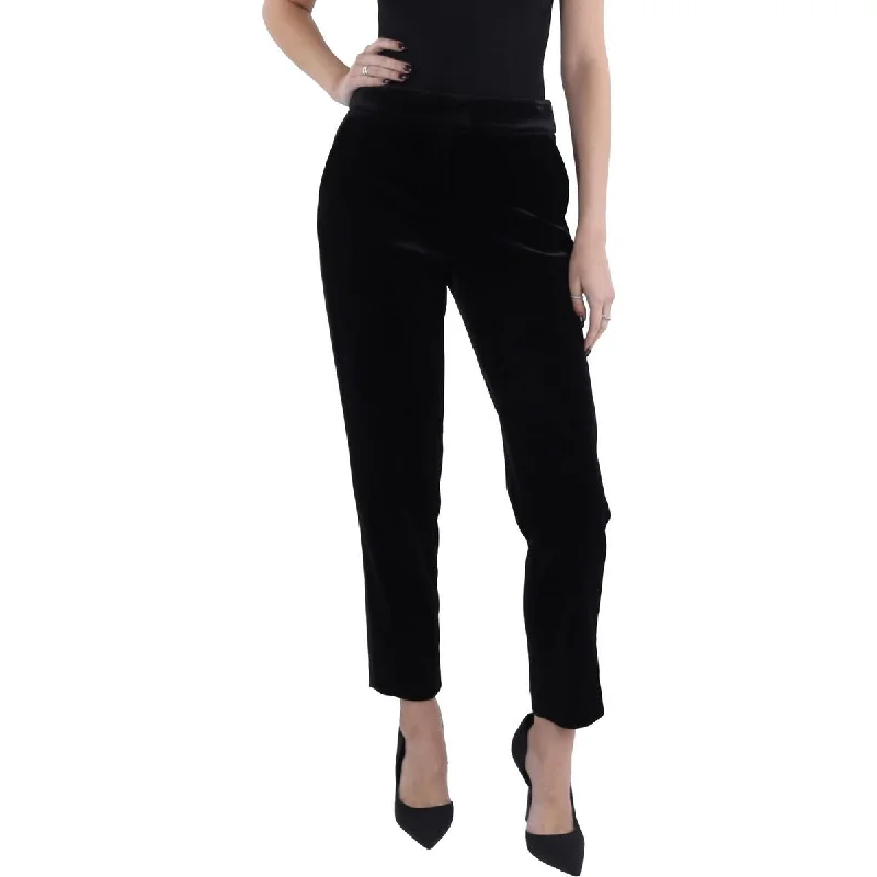 Womens Velvet Pockets Straight Leg Pants